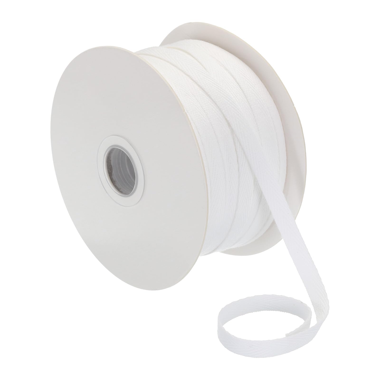 PATIKIL Cotton Twill Tape 1/4 Inch 50 Yards 100% Cotton Ribbon Bias Tape Herringbone Webbing Trim for Sewing Gift Wrapping, Solid White