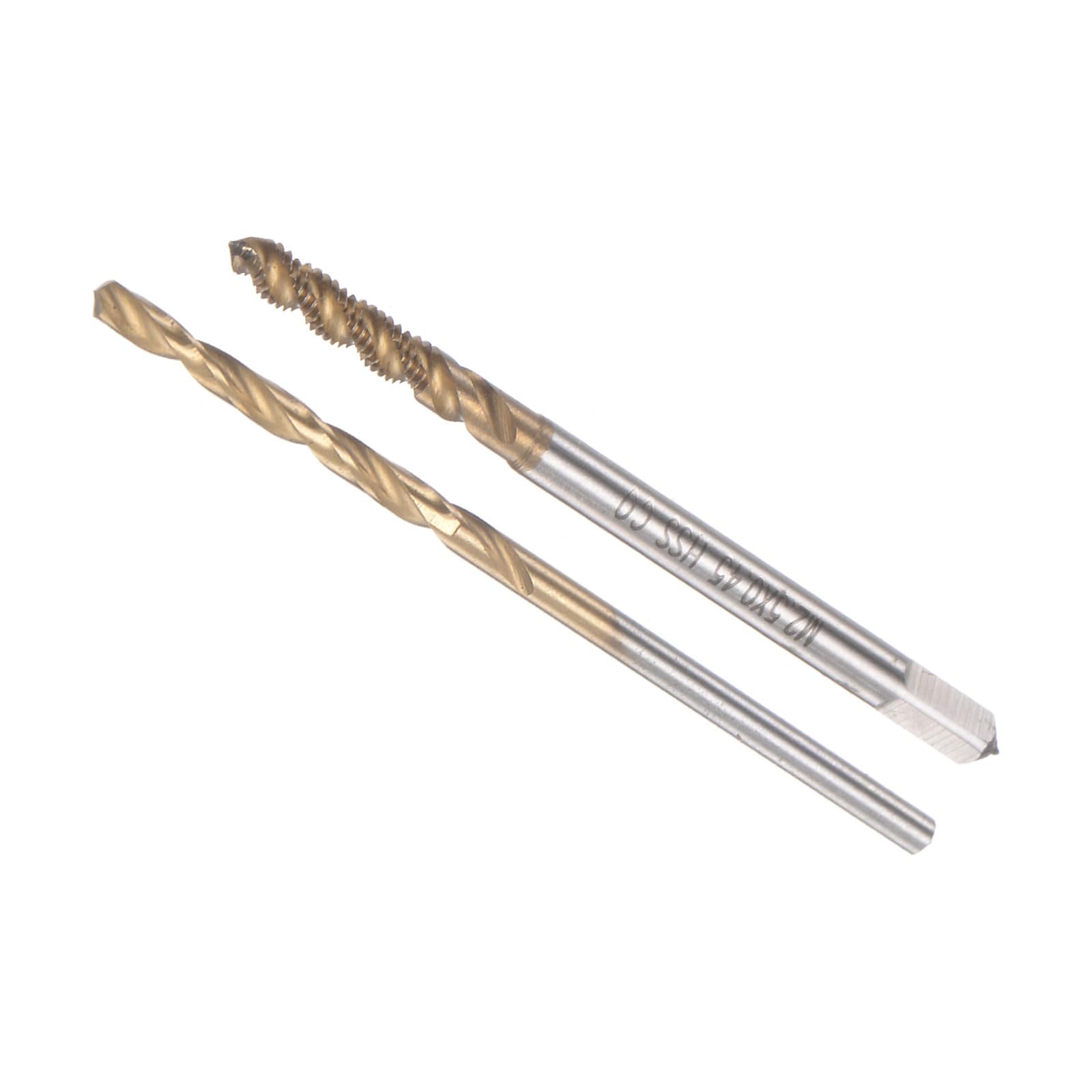 CoCud Spiral Flute Tap and Drill Bit Set, M2.5 x 0.45 Thread 2mm Drill Dia, Ti-Coated Machine Screw Tap & Twist Drill Bit Tool Kit - (Applications: for Threading Tapping), 1-Set