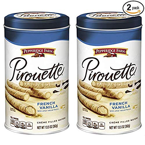 Pepperidge Farm, Pirouettes French Vanilla Créme Filled Wafers 13.5 oz. Can (Pack of 2)