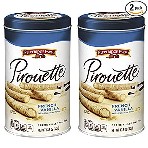 Pepperidge Farm, Pirouettes French Vanilla Crme Filled Wafers 13.5 oz. Can (Pack of 2)