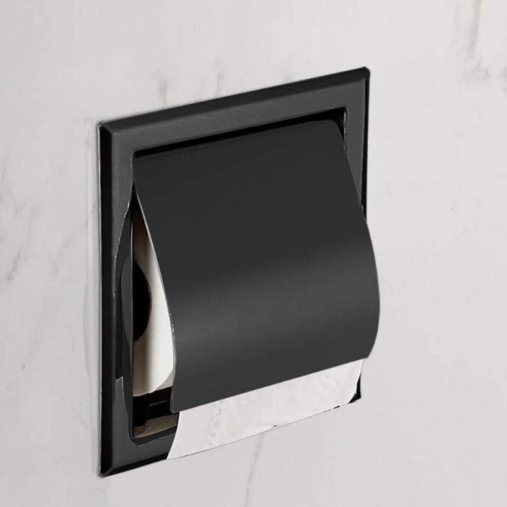 SHDJYR Double Wall Bathroom Roll Paper Box Black Recessed Toilet/Tissue