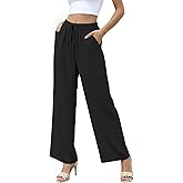 YSYOKOW Women's Summer Wide Leg Pants High Waisted Palazzo Flowy Lounge Casual Elastic Drawstring Lightweight Pockets