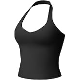 YEOREO Aherin Women Halter Tank Tops Not Padded Cami Open Back Slim Fit Fitness Y2K Going Out Crop Top