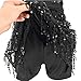 WERIDEDIRT Sequin Backless Casual Tassel Summer Beach Mini Club Party Dress for Women (Black, M)