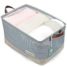 Organizing Baskets for Clothing Storage - Storage Baskets Made From Eco-friendly Cotton. Works As Fabric Drawer, Baby Storage, Toy Storage. Nursery Baskets Fit Most Shelves (Navy Blue, L)