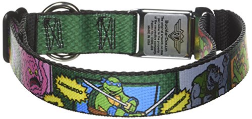 Buckle-Down Seatbelt Buckle Dog Collar - Classic TMNT Character Comic Scenes - 1