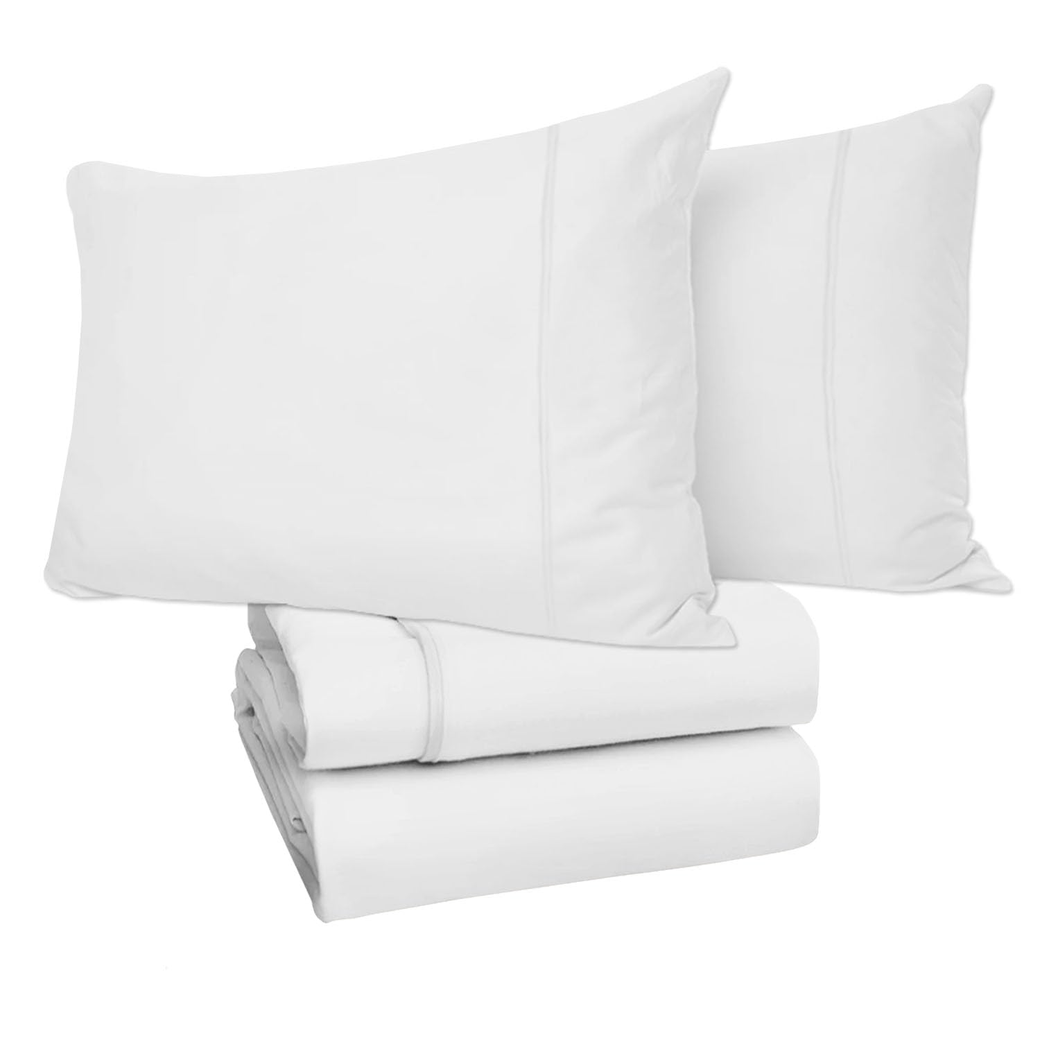 Pillow Cases 2 Pack White, Soft & Breathable 100% Brushed Microfiber Pillowcase. Anti-Allergic & Machine Washable with Secure Envelope Closure, Multicolor, UK Size 50 × 75 cm