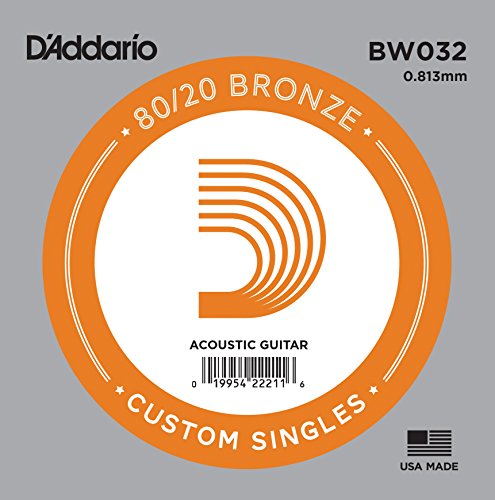 D'Addario BW032 Bronze Wound Acoustic Guitar Single String, .032