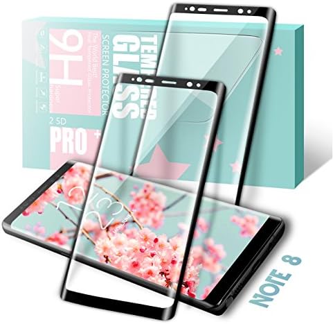 XianDan Galaxy Note 8 Glass Screen Protector, Full Coverage Premium Scratch Resistant Tempered Glass Screen Protector Ultra HD Clear 3D Screen Film for Galaxy Note 8 - 2 Pack Black