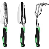 ZUZUAN Garden Tool Set, 3 Pack Aluminum Heavy Duty Gardening Kit Includes Hand Trowel, Transplant Trowel and Cultivator Hand 