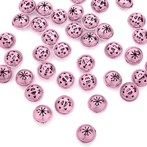 MCPINKY Jingle Bells, Metal Craft Bells Bulk DIY Bells for Christmas Festival Decoration Home Decoration, 24PCS, 1 Inch in Diameter, Pink