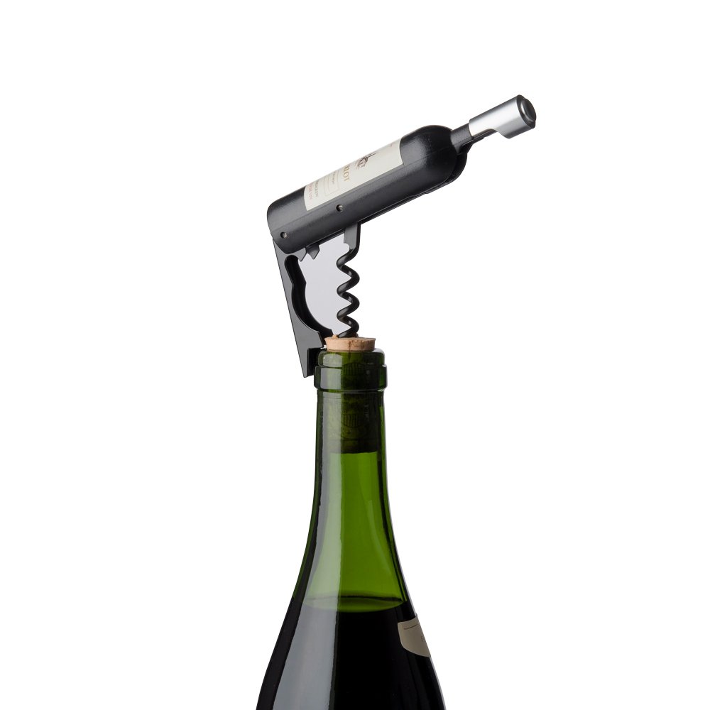 Creative Multiple Function Wine Bottle Opener Bottle Shape Corkscrew Wine Bottle Opener Black