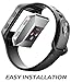 Clayco Fitbit Ionic Bands, [Hera Series] Shock Resistant Bumper Case with Strap Bands for Fitbit Ionic Sports Replacement Smart Fitness Watch Wristband (Black)