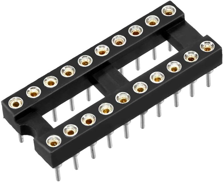 sourcing map 10pcs DIP IC Socket 2.54mm Pitch 20 Pin Round Solder Type Black