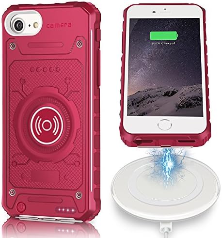 iPhone 6s Plus Wireless Charger Case, Apoptech Shockproof Bumper iPhone 6 Plus Battery Case Backup 3350mAh External Power Bank Charger + Receiver Wireless Charging Kit for iPhone 7 Plus 6s Plus Rose
