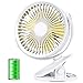 Aluan Clip On Fan Stroller Fan Rechargeable Battery Operated Portable Desk Fan Powerful 3 Speeds 360 Degree Rotatable Personal Fan for Baby Stroller Treadmill Golf Cart Home Office Table, White