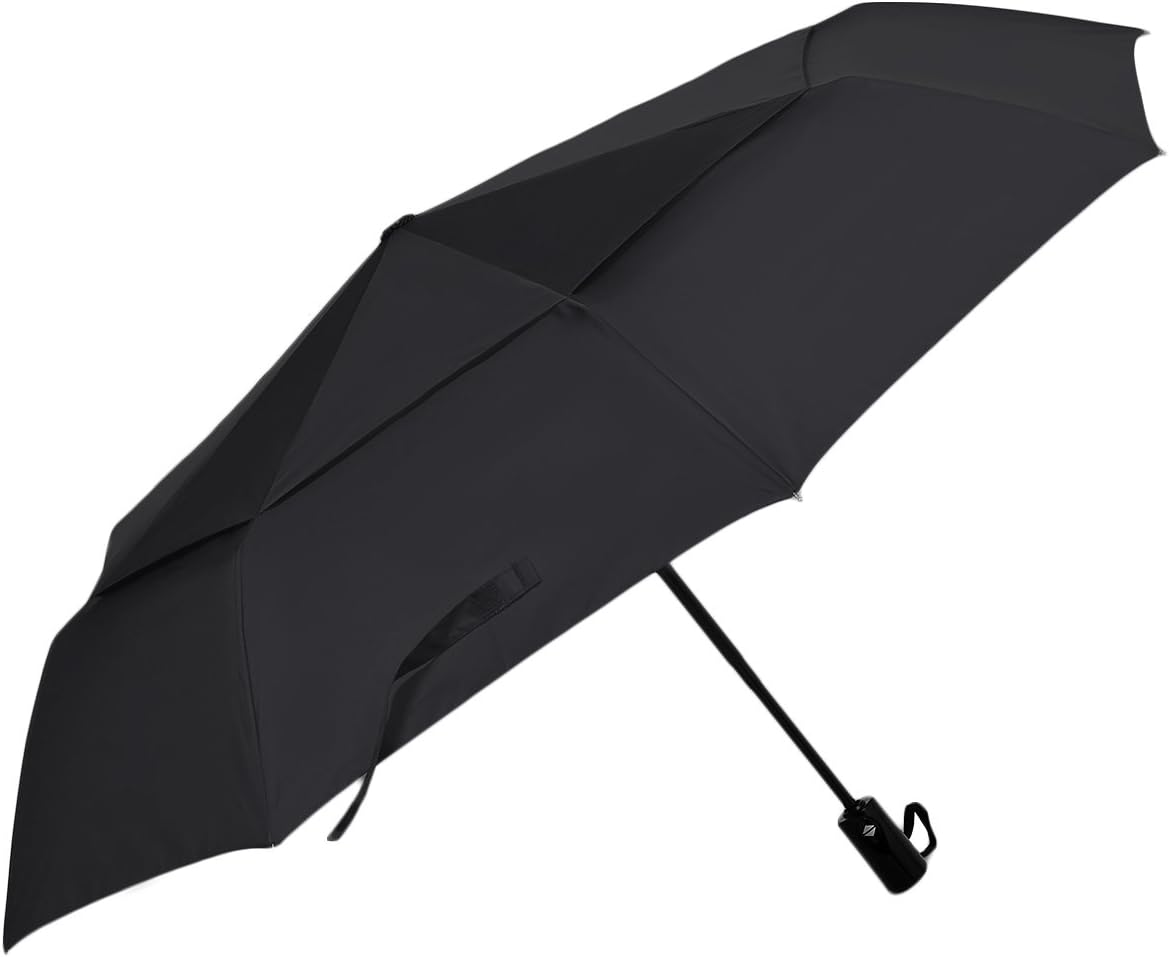 DreamTECH 8-Ribs Automatic Open/Close Folding Umbrella Black with 42" (97 cm) and 210T Fabric Canopy Offers Wind-Proof, Double Layer Storm Protection and Innovative Easy-Fold Mechanism