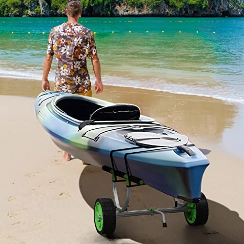 Soozier Heavy Duty Kayak Cart, 220 lbs Capacity Canoe Trolley Cart with Adjustable Width, 10'' Flat-Free Wheels and Tie-Down Straps, for Canoes Paddleboards Boats