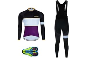 MOXILYN Cycling Jerseys Men Set Bike Clothing for Men Long Sleeve Bike Jacket and Cycling Bibs Pants with 20D Gel Pad