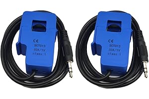 SazkJere 2Pcs SCT-013-000 50A 1V Non-invasive Split Core Current Transformer Sensor SCT013