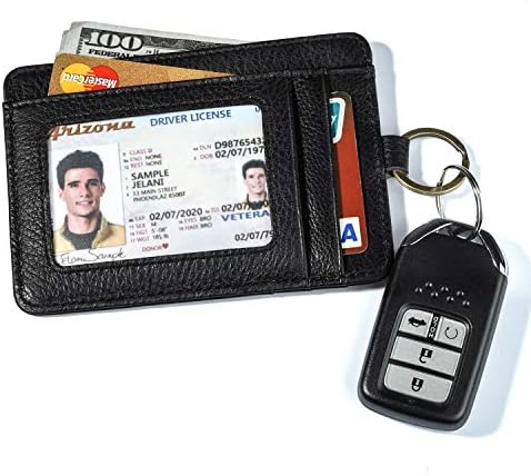 RFID Blocking Wallet for Men,Slim Front Pocket Wallet Minimalist Secure Super Thin Credit Card Case Holder with Key Ring