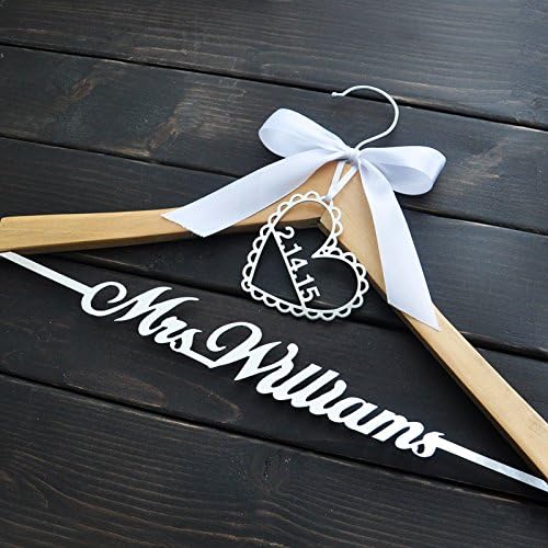 Personalized Wedding Hanger with Date, Custom Wedding Hanger with Bow, Personalized Wedding Dress Hanger，Name Hanger
