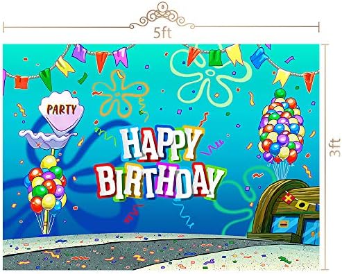 スポンジボブ 背景幕 家電 カメラ パーティー写真小道具 ベビー マタニティ クラスティクラブ 誕生日背景幕 ホーム 子供1歳のお誕生日パーティーデコレーション 5x3フィート アニメ B087m2nj87 スポンジボブ Allenjoy