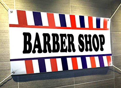 UGOS Excellent Quality - "Barber Shop" Banner Sign - Ready to Use Perfect for Outdoor Use (Size: 24 x72)
