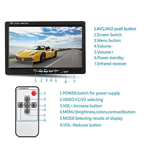 Camecho Kabelset voor achteruitrijcamera met 7 inch TFT LCD-monitor, IP68 waterdicht nachtzicht 170° achteruitrijcamera… - Afbeelding 4