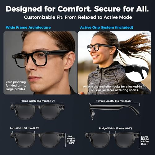 2026 Smart AI Glasses, 8MP 4K POV Camera, AI Assistant, HD Video, Voice Recorder, Meeting Transcriber, Translation, Open-Ear Bluetooth, Photochromic + Extra Blue Light Lenses for Travel & Vlogging