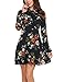 ACEVOG Women's Casual Floral Print Bell Sleeve Fit and Flare Dress