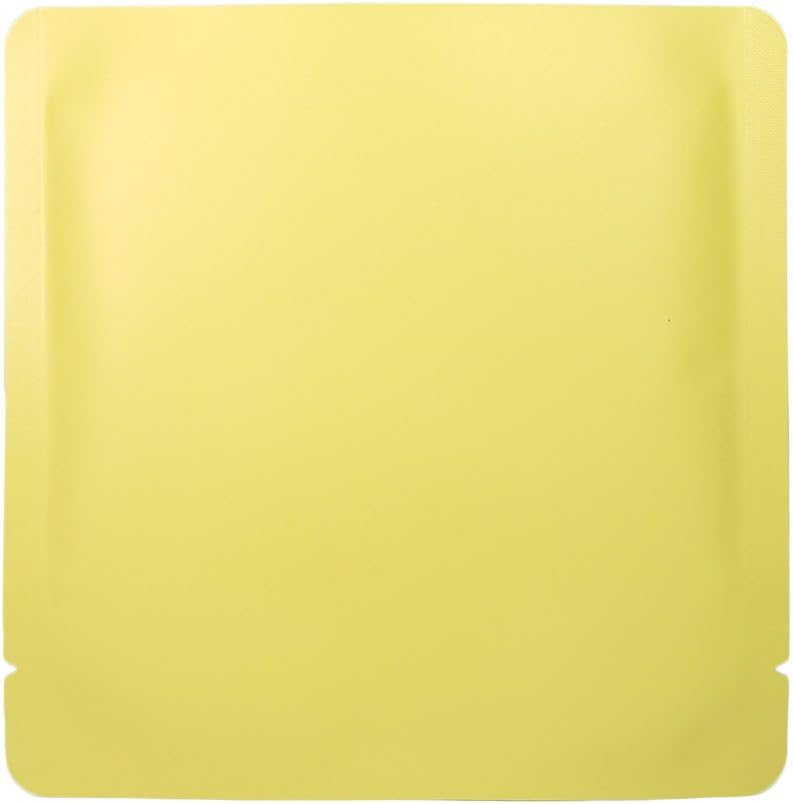 Pack of 100 Bottom Filled Aluminum Mylar Food Coffee Tea Square Packaging Bags (5.9" x 5.9", Matte Yellow)