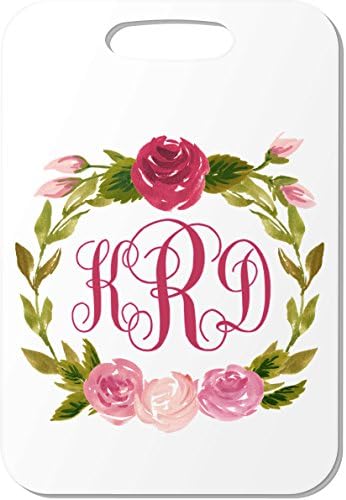 Personalized Luggage Tag (Traditional Monogram with Flowers)