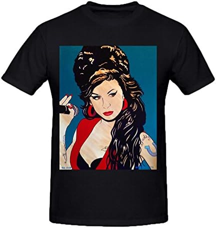 FGEXYZ Design cartoon of Amy Winehouse Mens T-shirt Cotton O neck Black