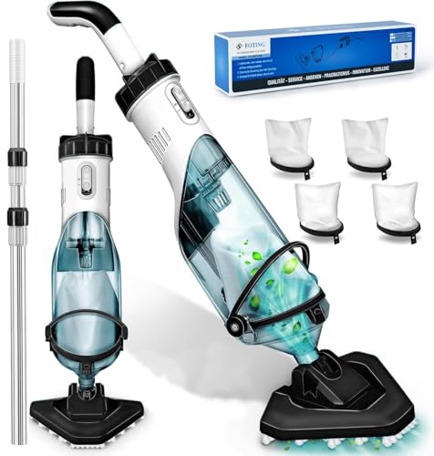 Cordless Pool Vacuum for Above Ground, Handheld Pool Spa Vacuum Cleaner for Inground Pools Hot Tub, Rechargeable, 60" Extendable Pole, up to 19.5 GPM for Shallow Steps, Leaves, Debris（Light Black）