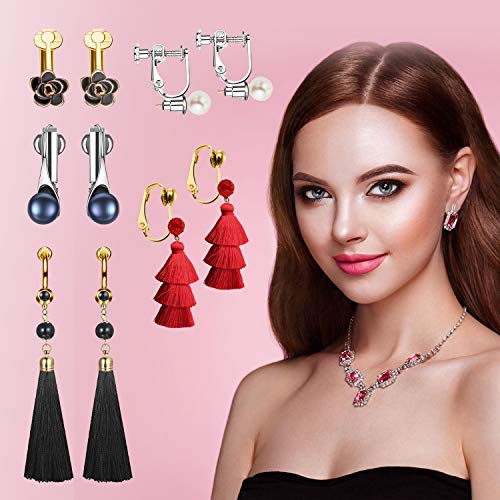 Clip-on Earrings Converter Components with Post for Non-Pierced Ears DIY Comfort Earring Pads for Women or Girls 2 Colors 5 Style 18 Pieces - Thumbnail 2