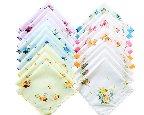 COCOUSM Womens Vintage Floral Print Cotton handkerchiefs Bulk - Thumbnail 6