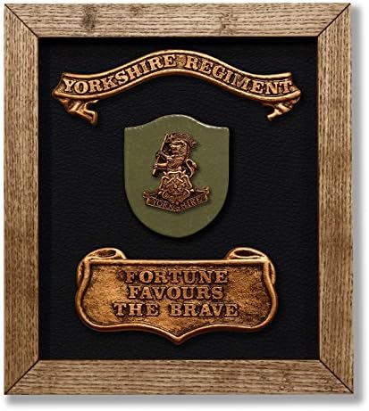 Yorkshire Regiment (British Army) - solid oak framed Yorkshire Regiment British Army Plaque with official badge and motto. British Military Gift / Present / Momento - Kerr Characters