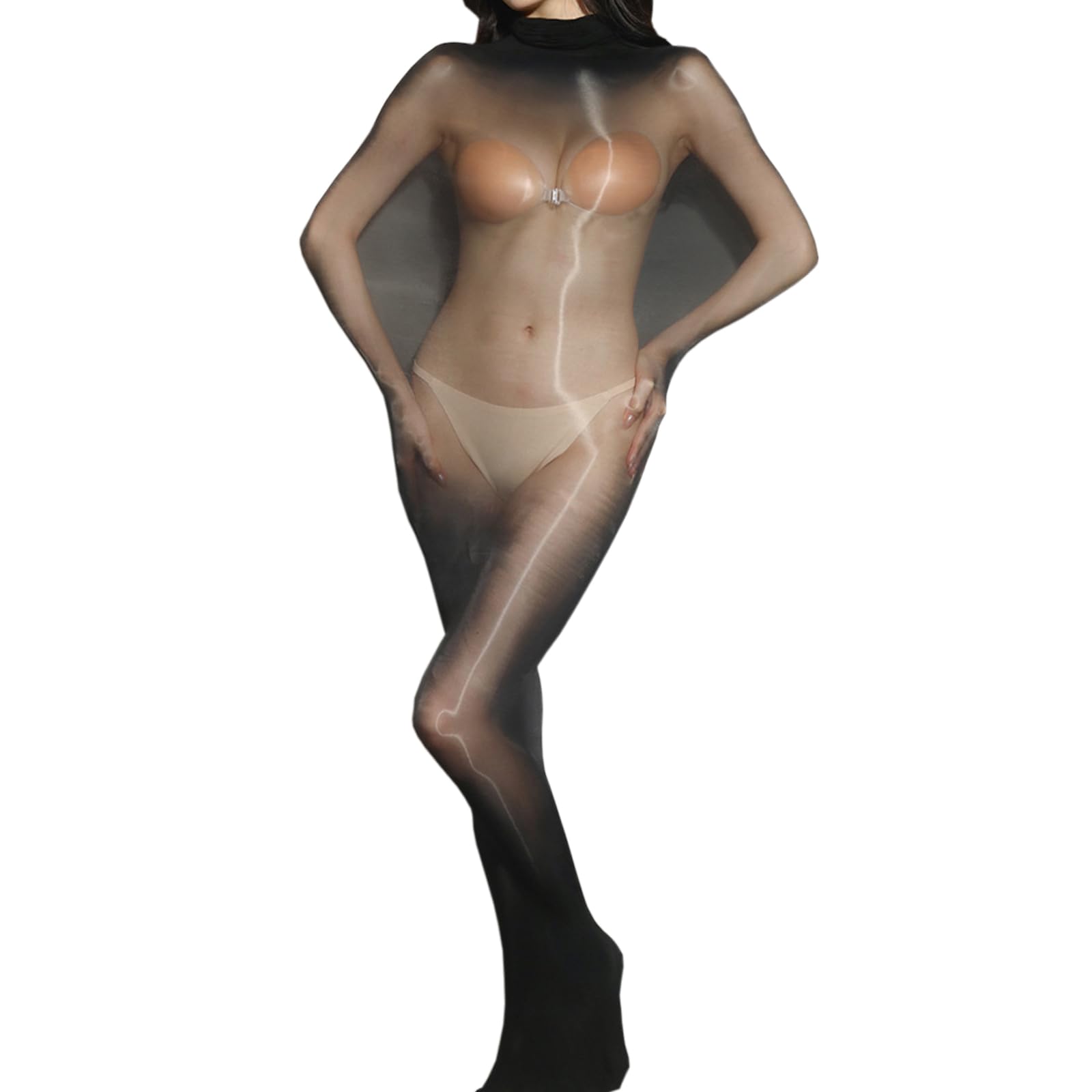 RUIBAVYA Body Stockings Full Body For Women Sheer Bodystocking Oily Shiny Tights Glossy Stocking