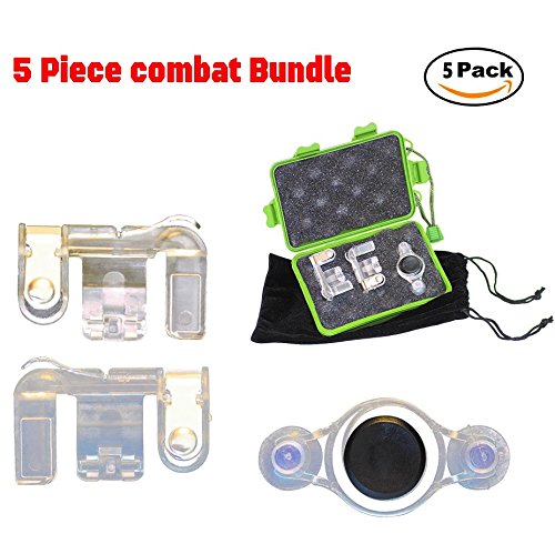 Mobile Game Controller PUBG/FORTNITE 5 Piece Combat Bundle, [Metal] (May 2018 Version) Metal triggers Provide Sensitive Shoot & Aim L1R1 Bonus Items Thumb Joystick + Combat Case + Battle Bag New