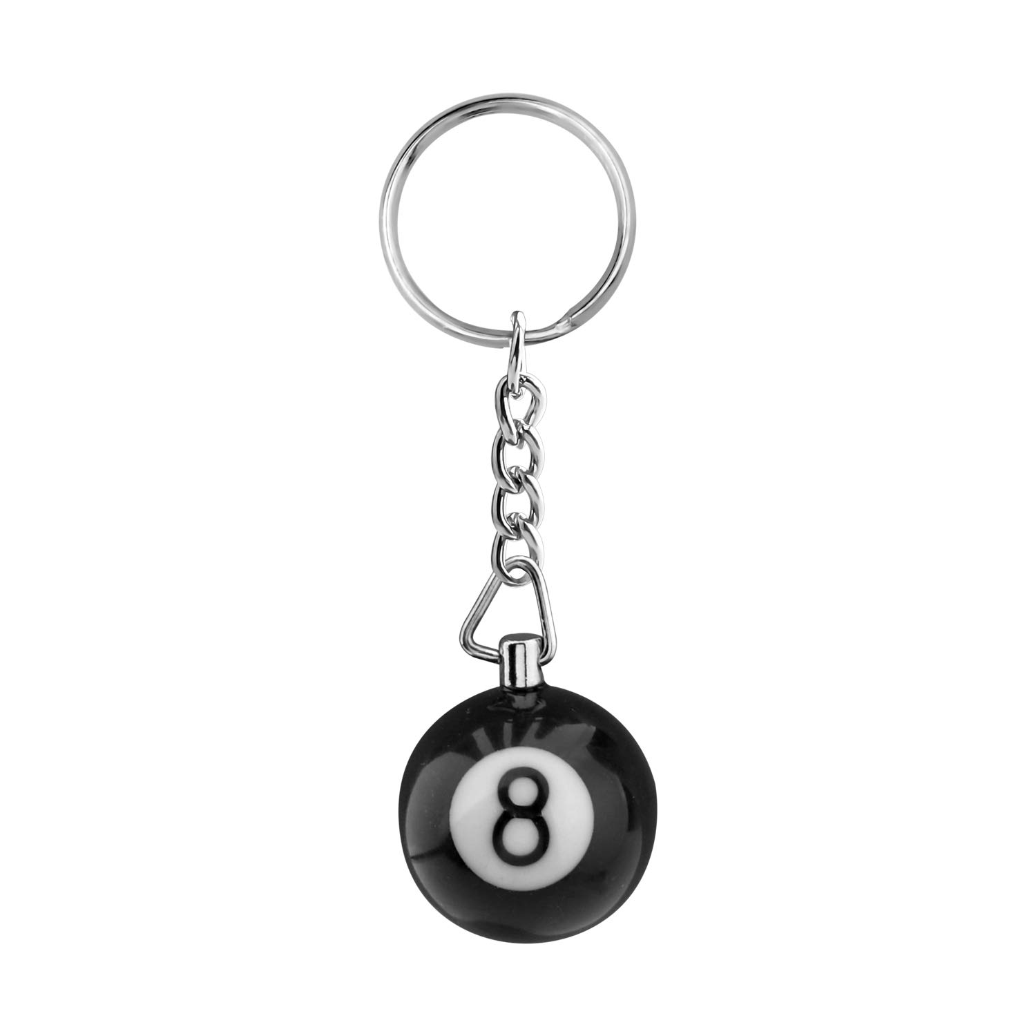 POTIY Billiards Ball Keyring Pool Player Gift Pool Ball Lucky 8 Ball Charm Keychain Gift for Billiards Lover - Black - One Size