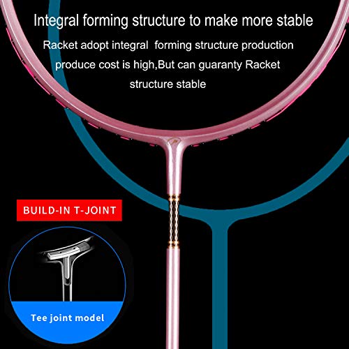 oppum Graphite Badminton Racket Integral Moulding Craft Racket Full Carbon Fiber Material Lightweight 1 Player Badminton Racquet-Pink