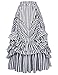 Gothic Steampunk Costume Show Ruffle Layered Skirt for Women Faldas de Mujer (Light Black-Grey & White,XL)