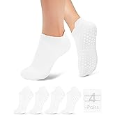 yeuG Pilates Socks for Women Non Slip Grip Socks for Yoga, Barre, Hospital, Barefoot Grippy Yoga Sock Womens Gifts 4 Pairs