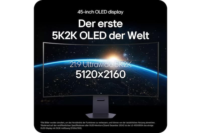 LG Ultragear™ 45GX950A-B.AEU (45 Zoll) 21:9 Curved 800R 5K2K OLED Gaming-Monitor, 165Hz/330Hz, AMD FreeSync™ Premium Pro, DisplayHDR™ True Black 400, 2X HDMI 2.1, Schwarz 2