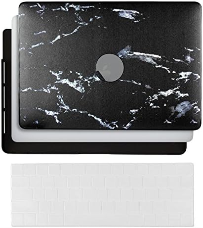 2016 Macbook Pro 13'' Retina Case and Clear Keyboard Cover Skin, SkyerShield PU Leather Marble Case Cover Shell For Macbook Pro 13.3 (A1706/A1708) With/Without Multi-Touch Bar, Marble Black / White
