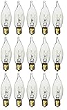 Pack Of 15 40 Watt CFC Clear Flame Shaped Incandescent Candelabra E12 Base Light Bulb