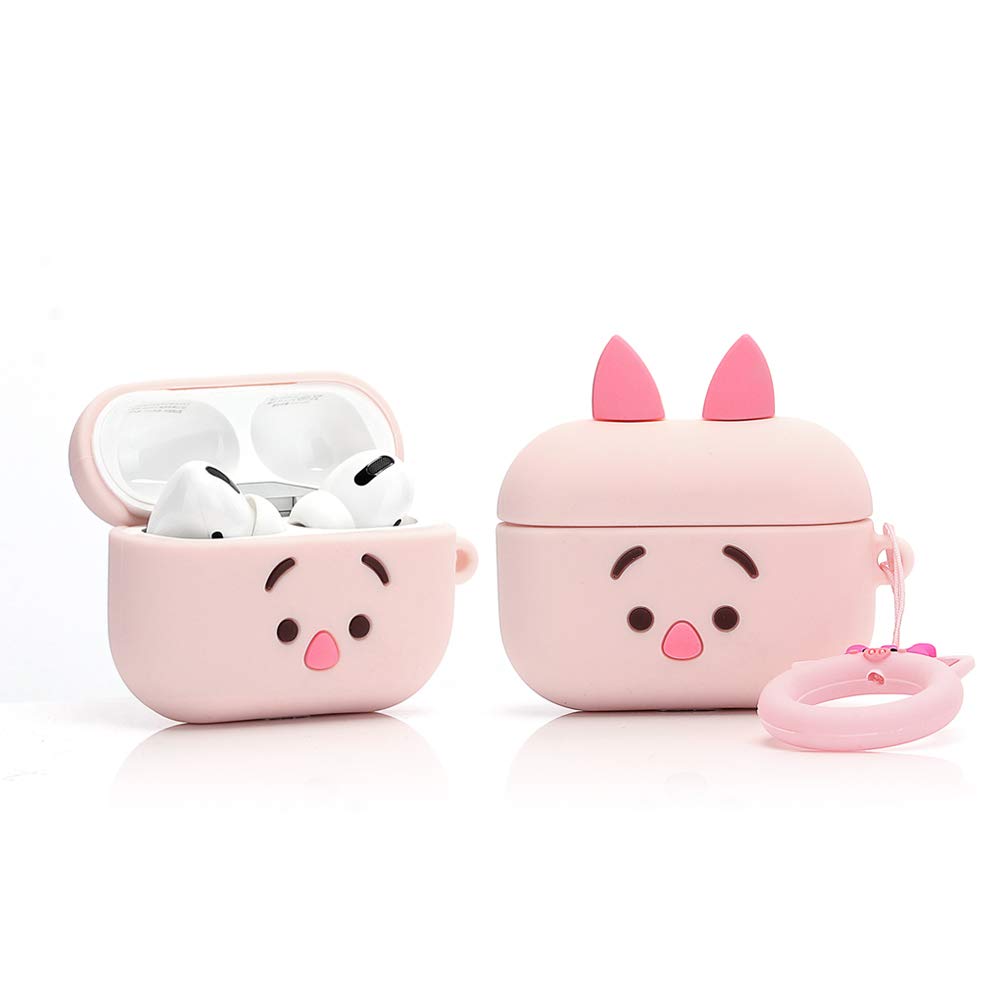 YIGEYI Silicone Case Compatible with Airpods Pro Funny Cute 3D Cartoon Cover [DSN Animation Lightweight Design] (Piglet)