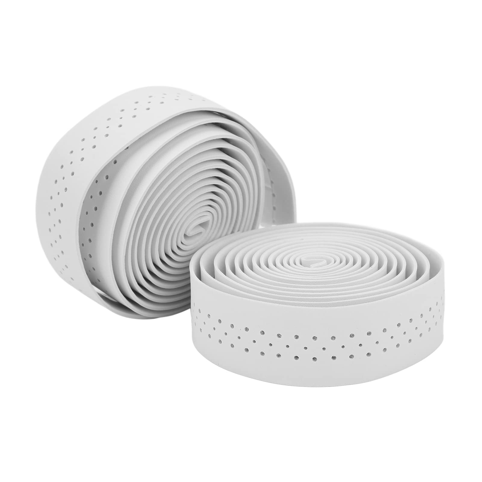 Wnesy Bike Bar Tape, Breathable, Soft, Waterproof, Slip Resistant, Cycling Handlebar Tape, PU Leather with Bar Blocks for Riding Equipment (White)
