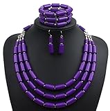 Lanue Fashion Handmade Bead Multilayer Statement Necklace Bracelet Earrings Jewelry Set